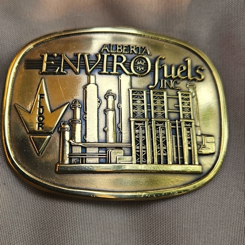 Vintage IMC Solid Brass Alberta Enviro Fuels Inc Belt Buckle